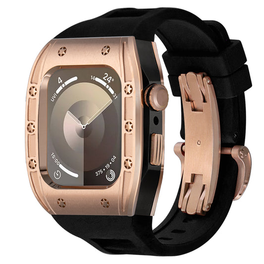 Ken Sailor S3 Rose Gold with Black Band – Luxury Alloy Case for Apple Watch Ultra