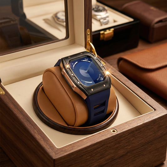Ken Sailor S3 Black + Rose + Navy – Luxury Smartwatch Conversion Case for Apple Watch